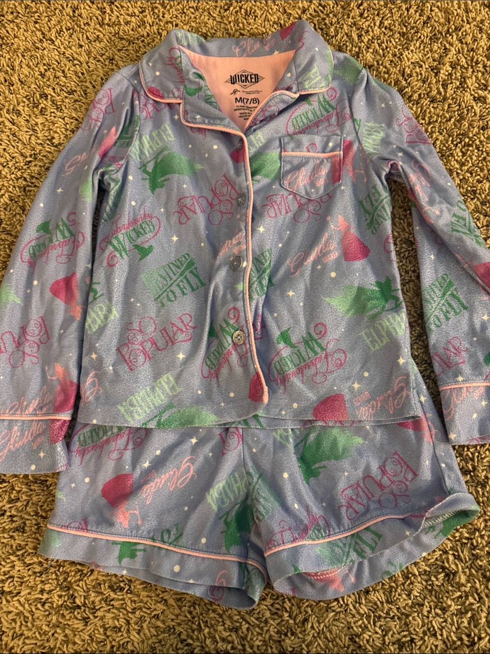 Wicked Kids Lavender Printed Pajama Set with Pink Trim
